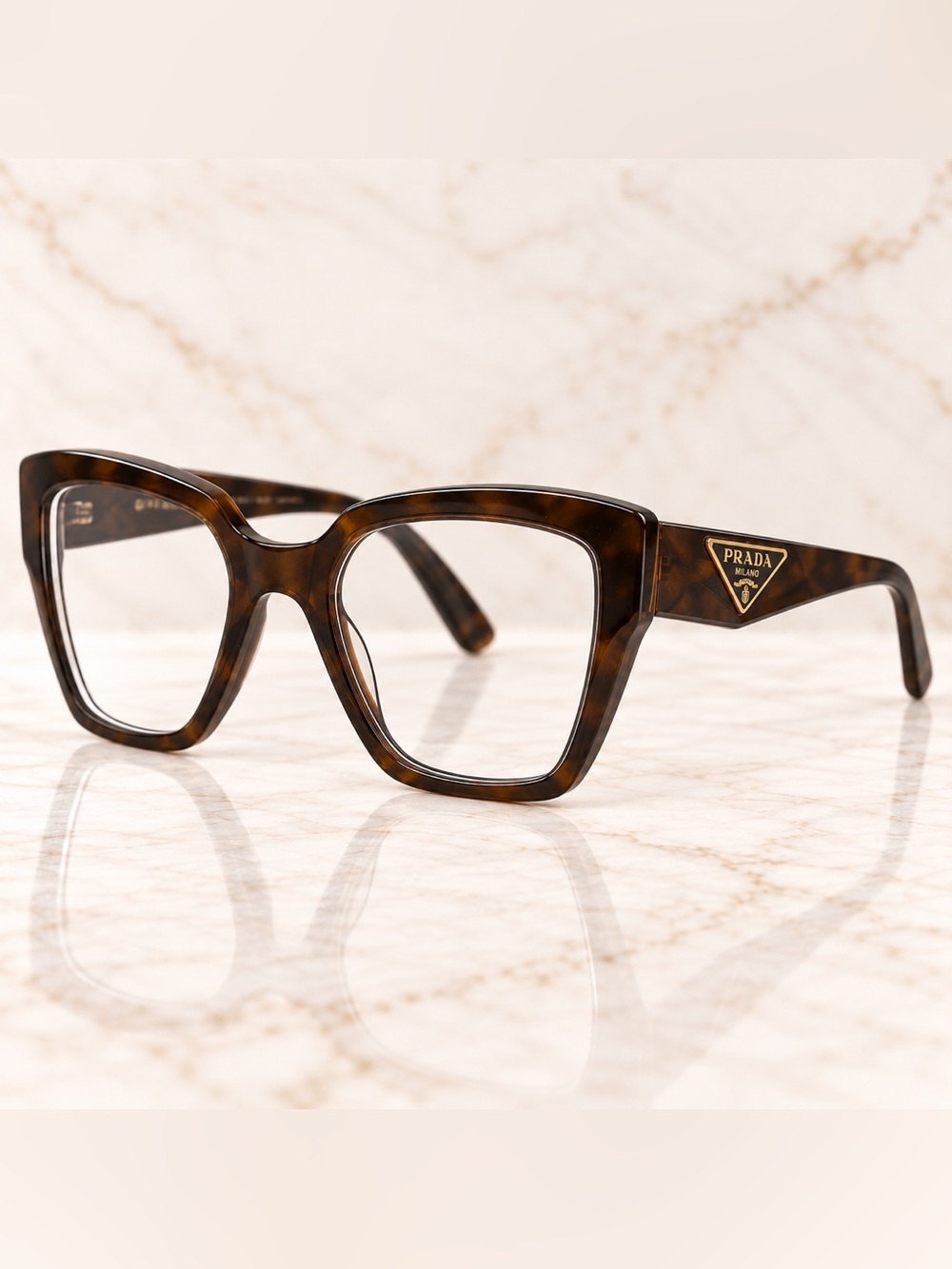 Prada VPR 09Z Tortoise Eyeglasses 51-17-140 Brown Acetate Designer Frames NWT